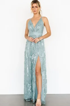 Baltic Born Tasha Sequin Gown | Sage Blue