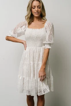 Baltic Born Tate Smocked Lace Short Dress | Off White