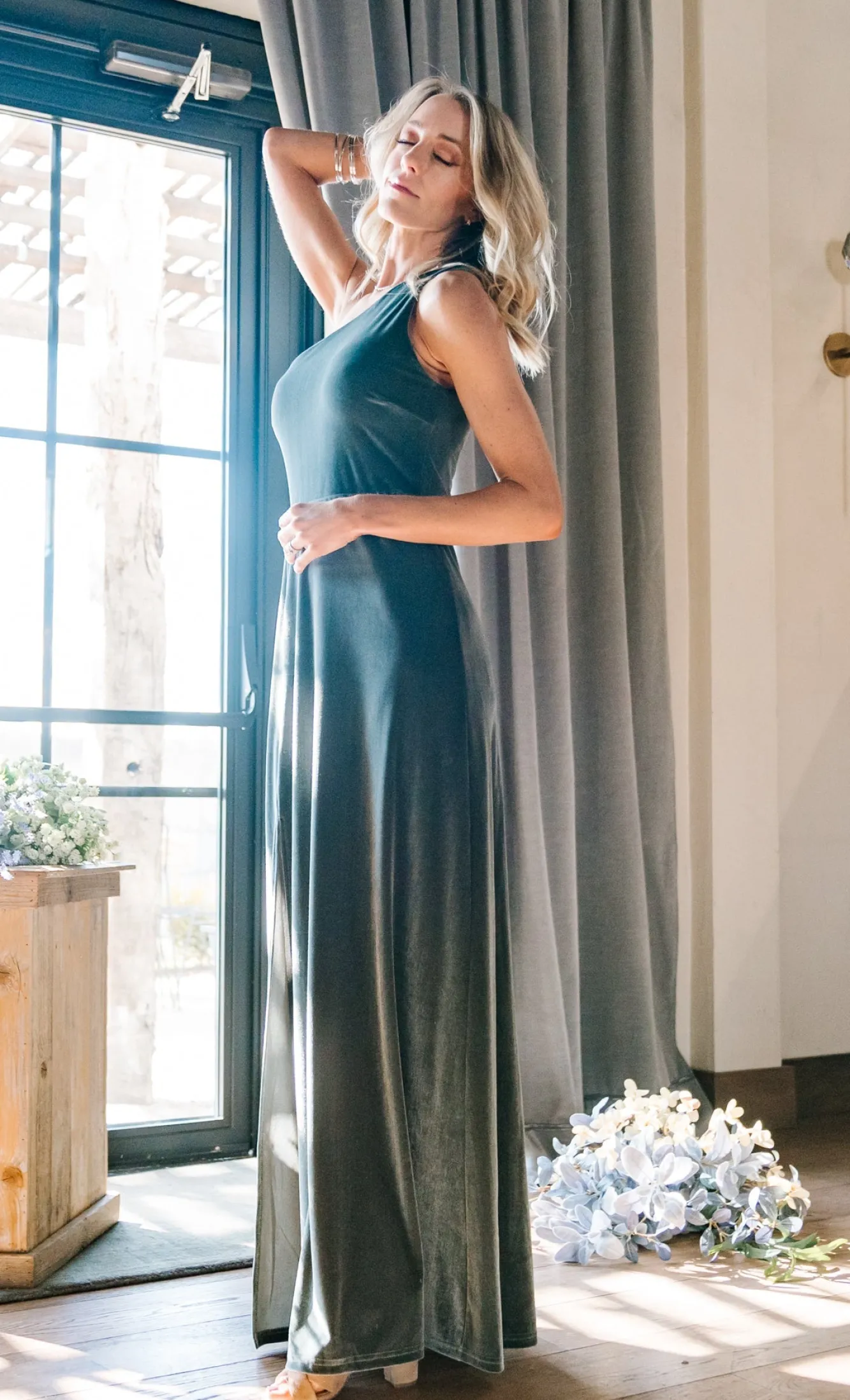 Baltic Born Tatiana Velvet One Shoulder Maxi Dress |