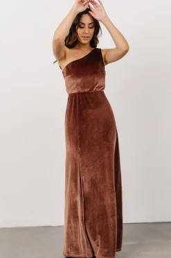 Baltic Born Tatiana Velvet One Shoulder Maxi Dress | Desert Rose