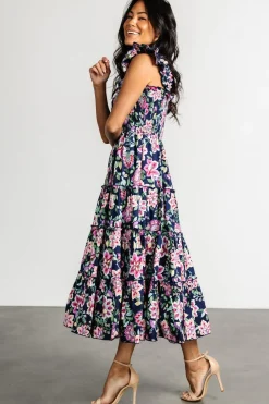 Baltic Born Tatum Smocked Tiered Dress | Navy Multi