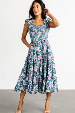 Baltic Born Tatum Smocked Tiered Dress | Green Multi