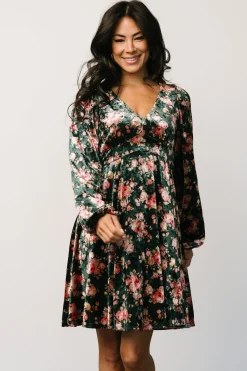 Baltic Born Teri Velvet Short Dress | Forest Multi