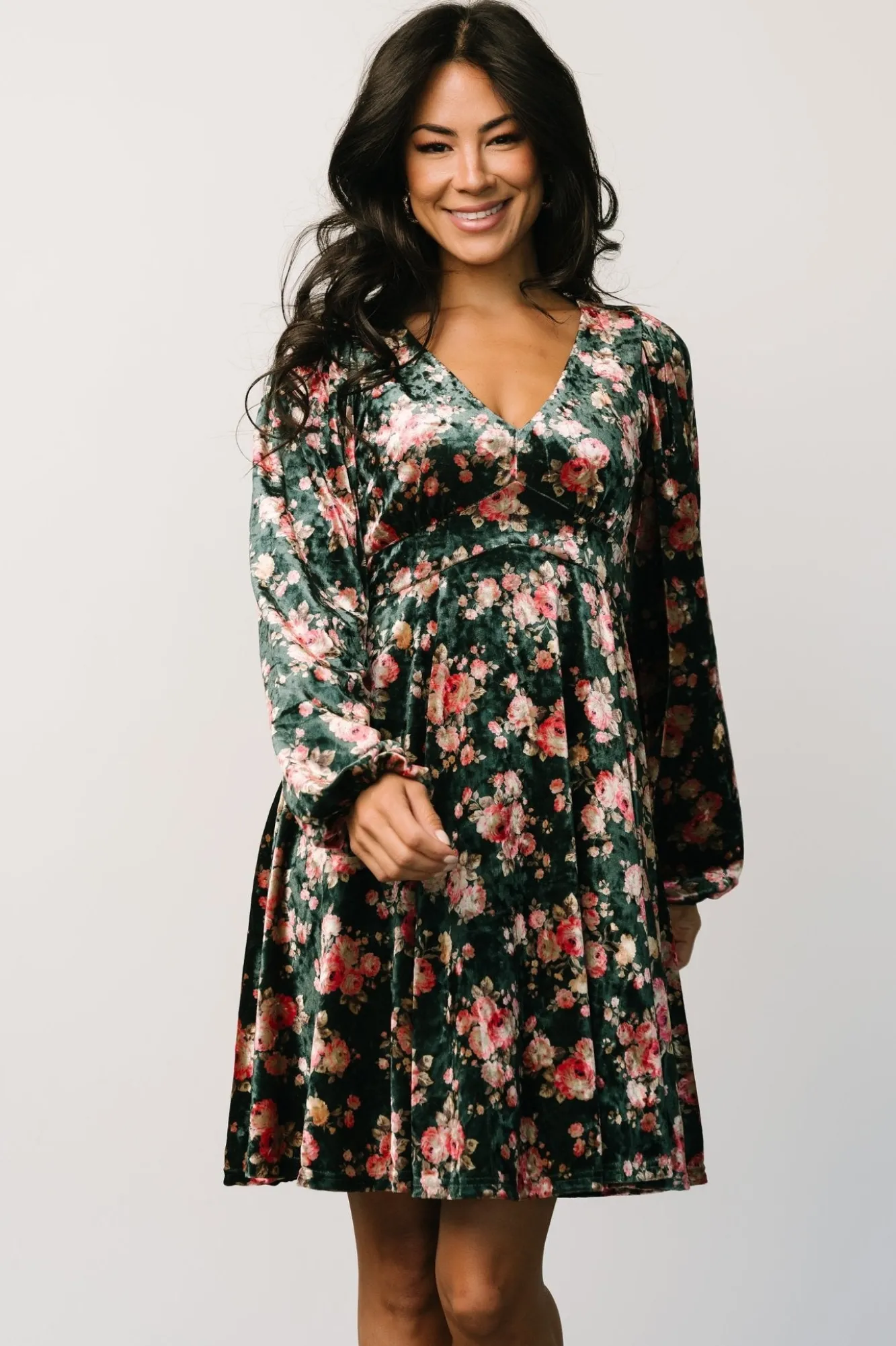 Baltic Born Teri Velvet Short Dress | Forest Multi