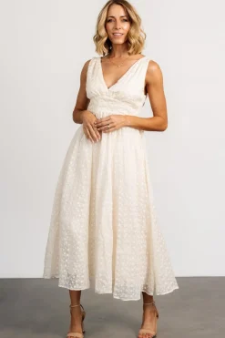 Baltic Born Thalia Embroidered Tank Midi Dress | Vintage Cream