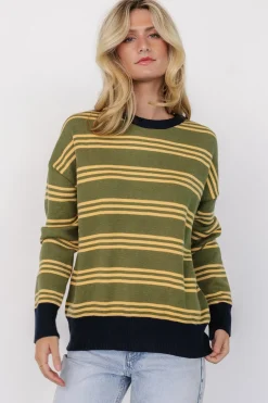 Baltic Born Thomas Striped Sweater | Olive Multi