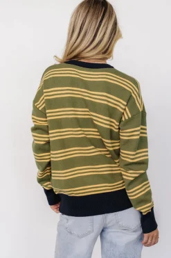 Baltic Born Thomas Striped Sweater | Olive Multi