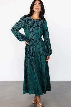 Baltic Born Thora Velvet Dress | Emerald Floral
