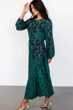 Baltic Born Thora Velvet Dress | Emerald Floral