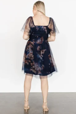 Baltic Born Tivoli Tulle Short Dress | Dark Blue Floral