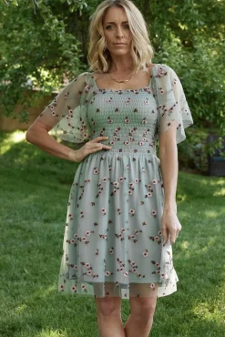 Baltic Born Tivoli Tulle Short Dress | Sage + Pink