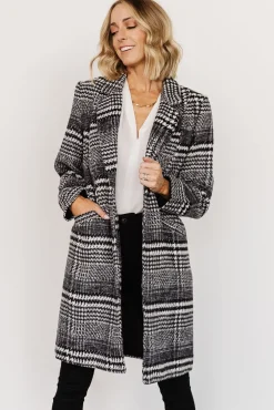Baltic Born Townley Houndstooth Coat | Black + Off White