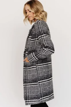 Baltic Born Townley Houndstooth Coat | Black + Off White