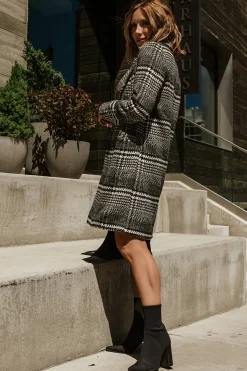 Baltic Born Townley Houndstooth Coat | Black + Off White