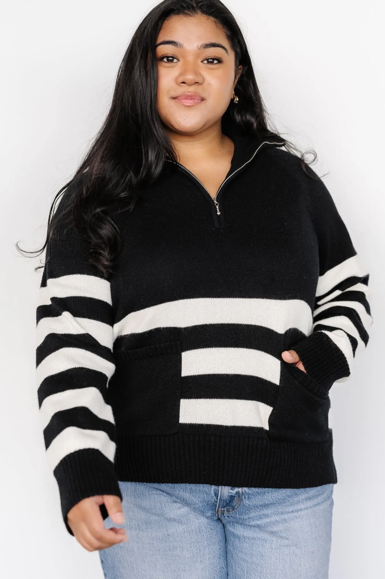 Baltic Born Trish Striped Sweater | Black + Off White