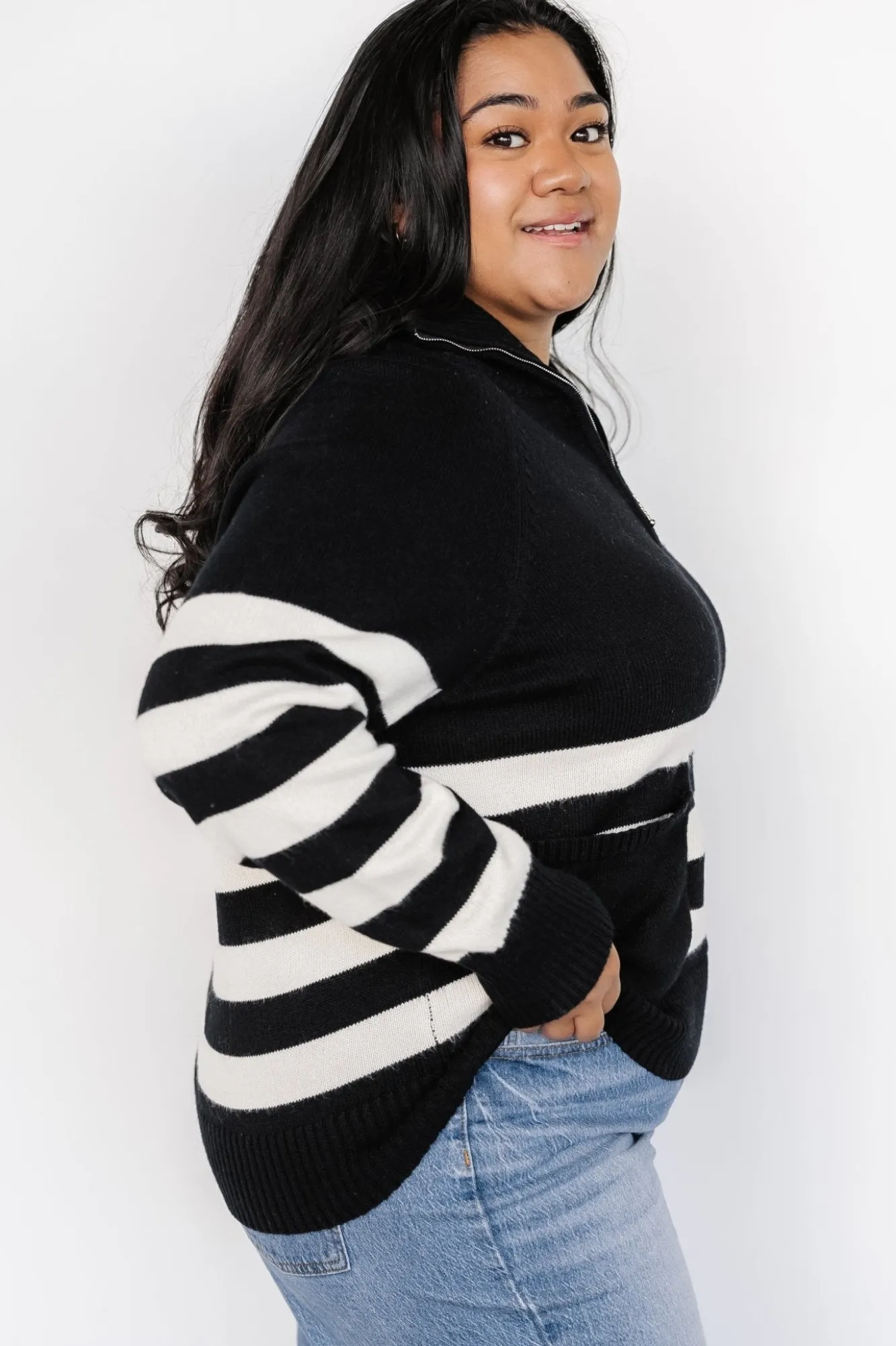 Baltic Born Trish Striped Sweater | Black + Off White