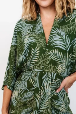 Baltic Born Tula Kimono Dress | Green + Blue Print