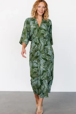 Baltic Born Tula Kimono Dress | Green + Blue Print