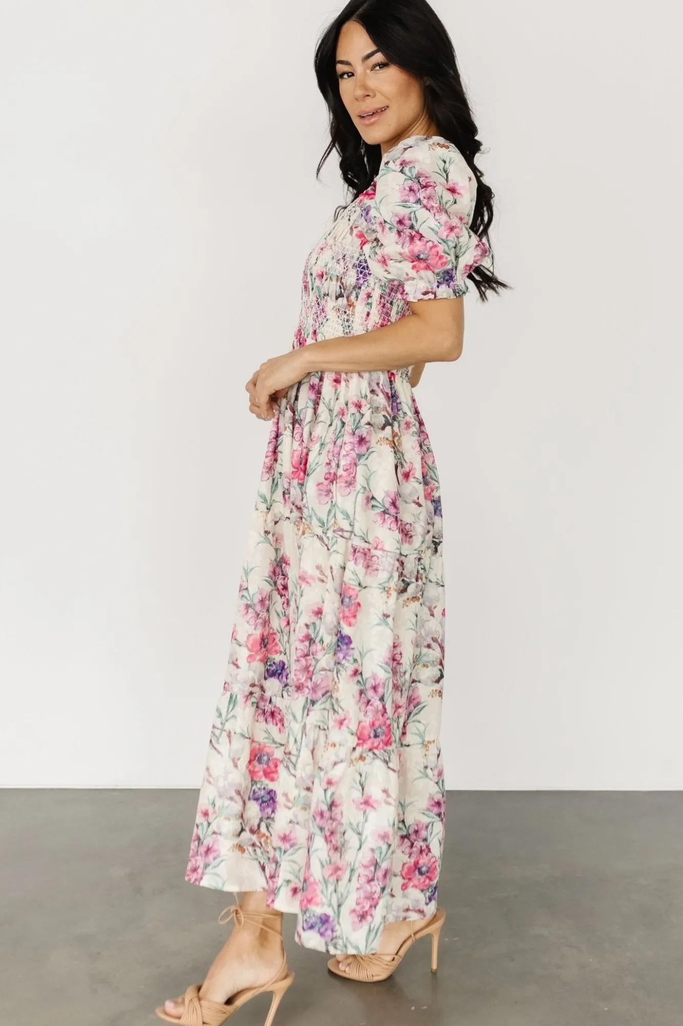 Baltic Born Tulsa Smocked Dress | Cream + Pink