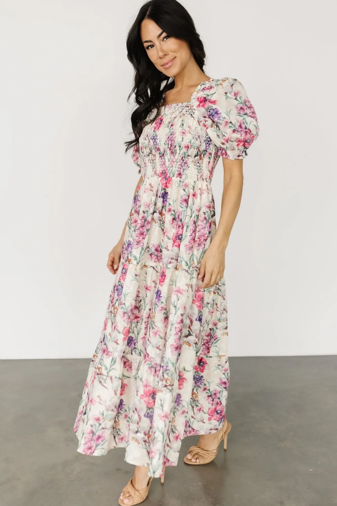 Baltic Born Tulsa Smocked Dress | Cream + Pink