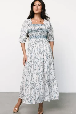 Baltic Born Tulsa Smocked Dress | Off White + Blue
