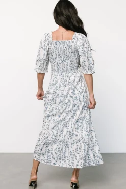 Baltic Born Tulsa Smocked Dress | Off White + Blue