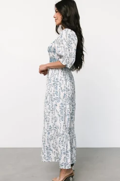 Baltic Born Tulsa Smocked Dress | Off White + Blue