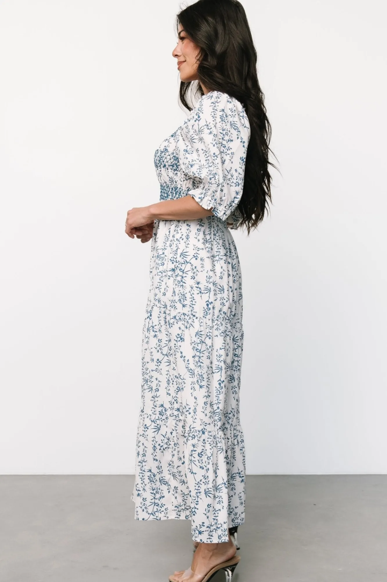 Baltic Born Tulsa Smocked Dress | Off White + Blue