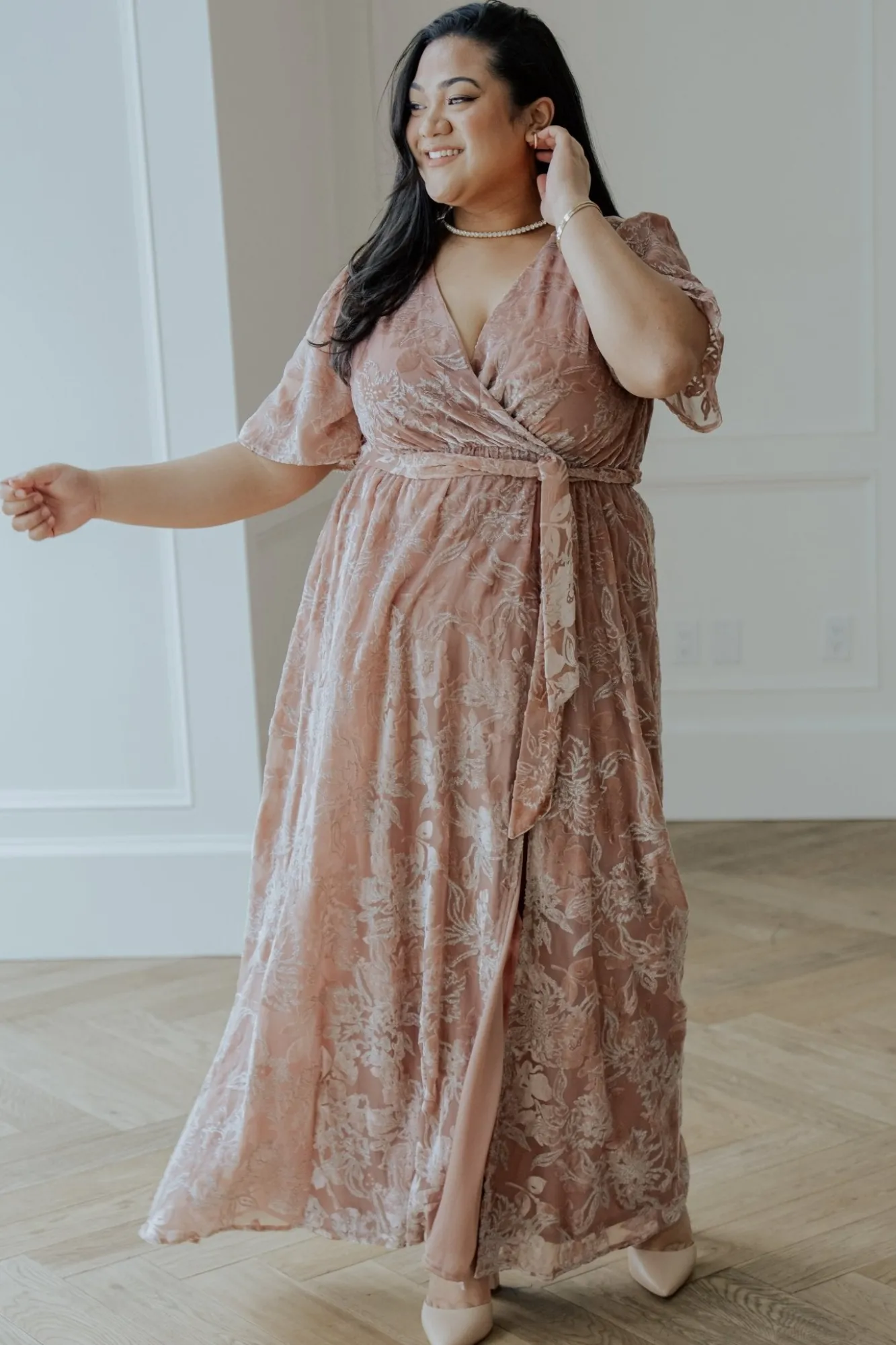 Baltic Born Uma Velvet Maxi Dress | Blush + Silver
