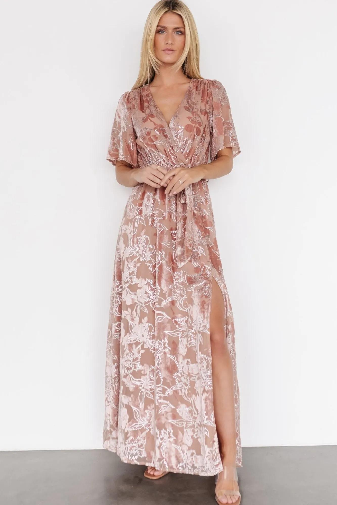 Baltic Born Uma Velvet Maxi Dress | Blush + Silver