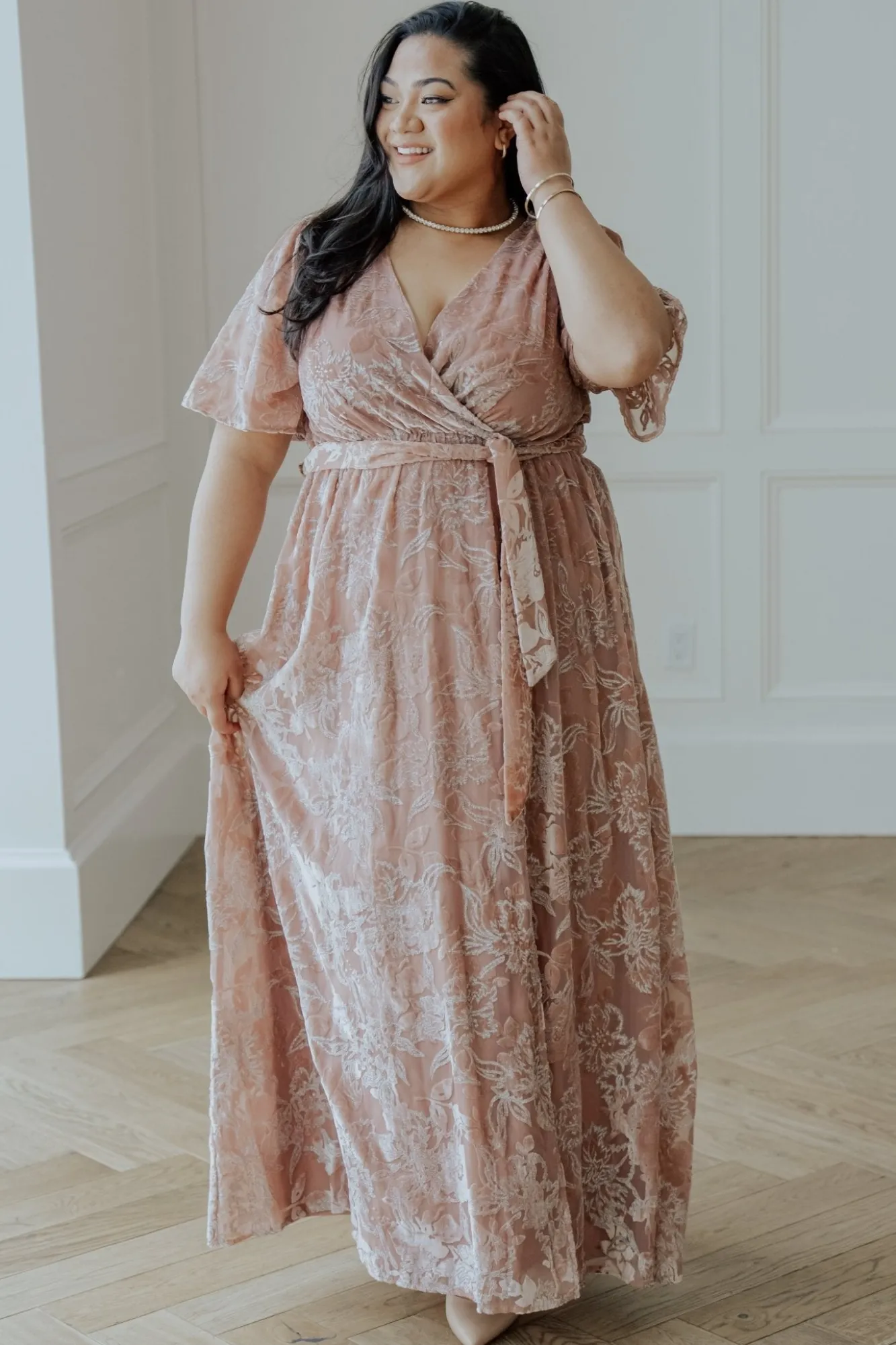 Baltic Born Uma Velvet Maxi Dress | Blush + Silver