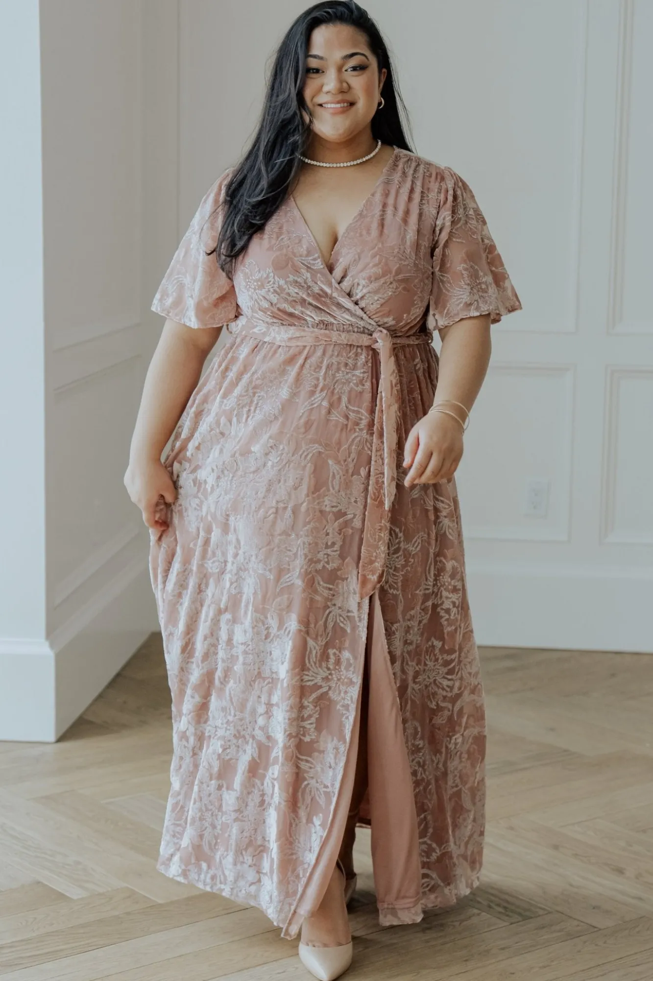 Baltic Born Uma Velvet Maxi Dress | Blush + Silver