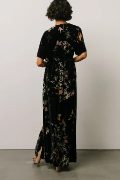 Baltic Born Uma Velvet Maxi Dress | Black Butterfly Print