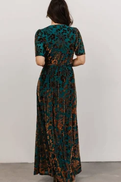 Baltic Born Uma Velvet Maxi Dress | Bronze + Jade