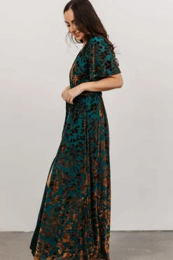 Baltic Born Uma Velvet Maxi Dress | Bronze + Jade