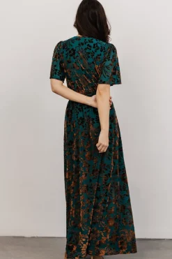 Baltic Born Uma Velvet Maxi Dress | Bronze + Jade