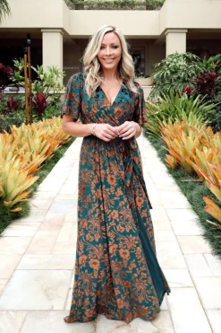 Baltic Born Uma Velvet Maxi Dress | Bronze + Jade