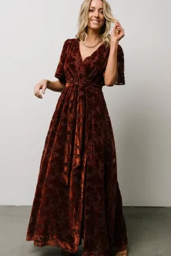 Baltic Born Uma Velvet Maxi Dress | Copper Floral