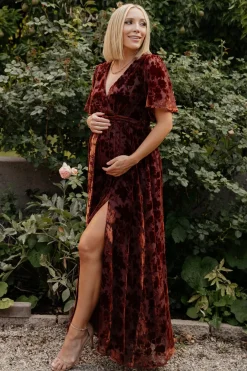 Baltic Born Uma Velvet Maxi Dress | Copper Floral