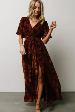 Baltic Born Uma Velvet Maxi Dress | Copper Floral