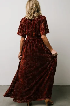 Baltic Born Uma Velvet Maxi Dress | Copper Floral