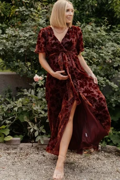 Baltic Born Uma Velvet Maxi Dress | Copper Floral