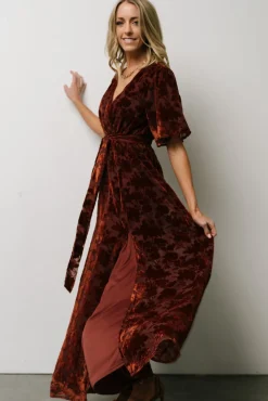 Baltic Born Uma Velvet Maxi Dress | Copper Floral