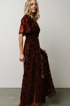 Baltic Born Uma Velvet Maxi Dress | Copper Floral