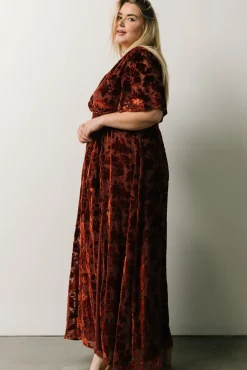 Baltic Born Uma Velvet Maxi Dress | Copper Floral