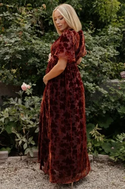 Baltic Born Uma Velvet Maxi Dress | Copper Floral