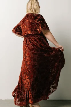Baltic Born Uma Velvet Maxi Dress | Copper Floral