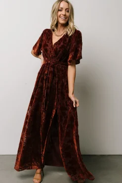 Baltic Born Uma Velvet Maxi Dress | Copper Floral