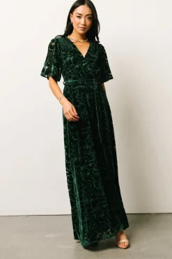 Baltic Born Uma Velvet Maxi Dress | Dark Green