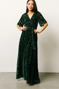 Baltic Born Uma Velvet Maxi Dress | Dark Green